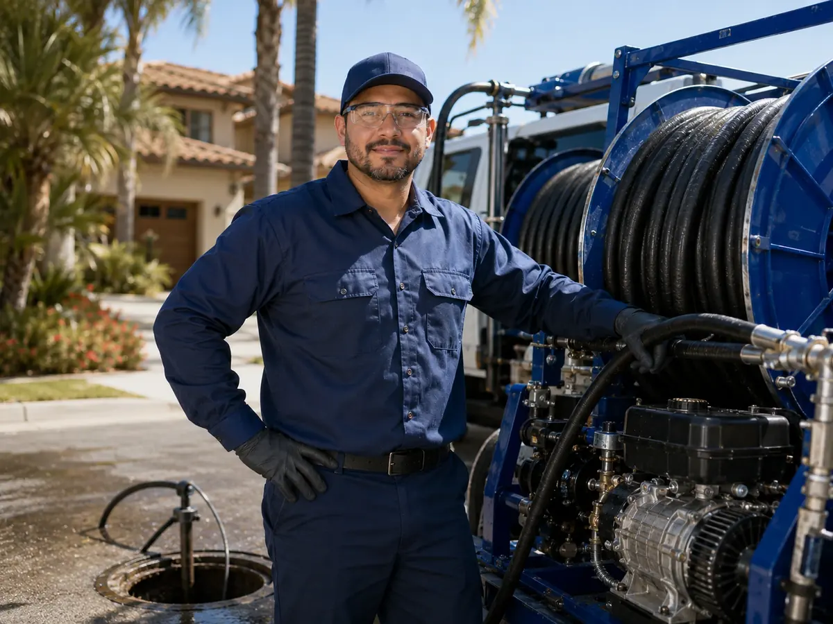 Hydro jet sewer cleaning in Newhall
